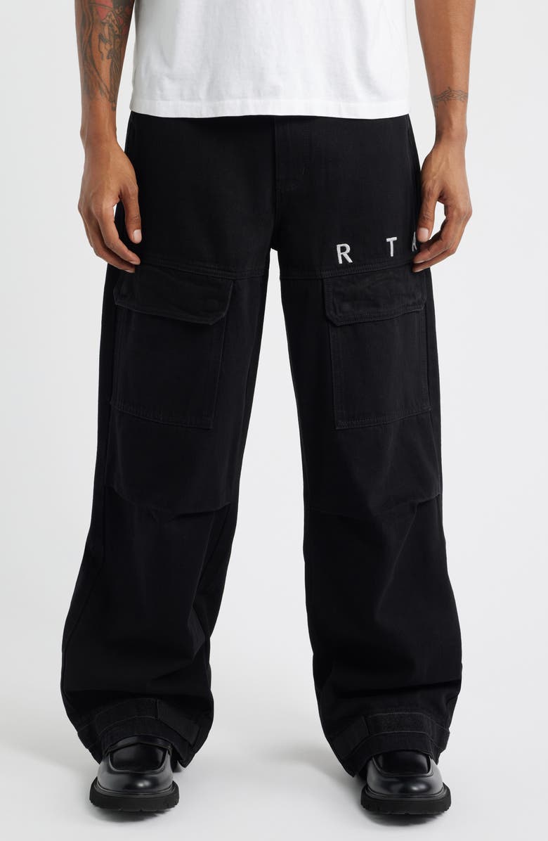 RtA Wylie Baggy Cargo Jeans, Main, color, Black