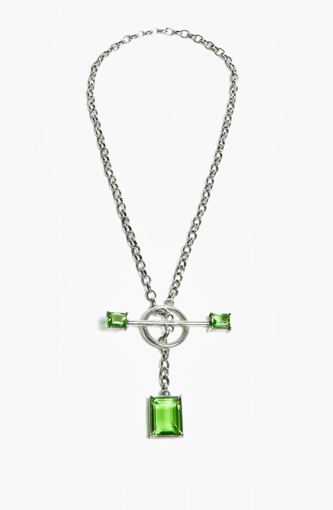 Square Gem Drop Toggle Necklace