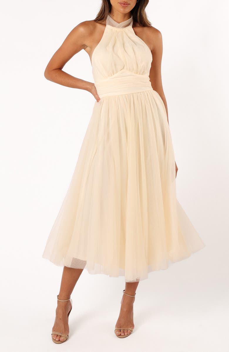 Petal & Pup Aletta Tulle Halter Dress, Main, color, Cream