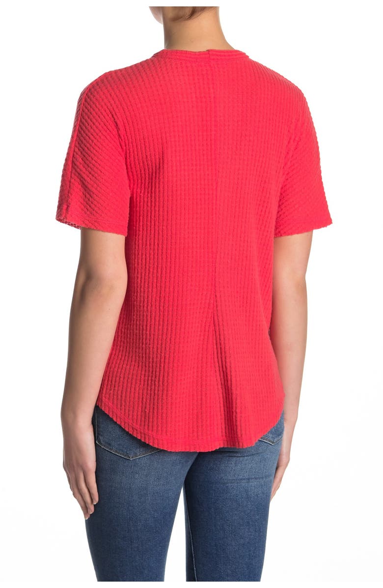 Socialite Short Sleeve Front Tie Waffle T-Shirt, Alternate, color,
