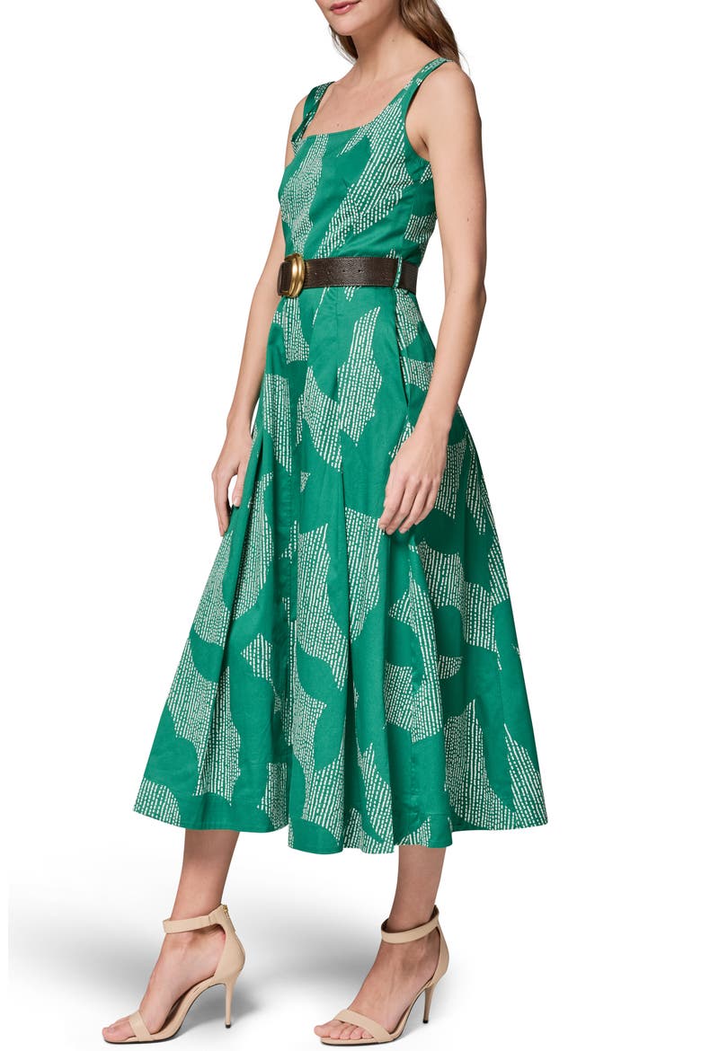 Belted A-Line Dress, Alternate, color, LAWN/ CREAM