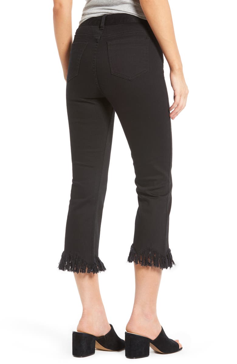 MOON RIVER Frayed Hem High Rise Crop Jeans, Alternate, color, 