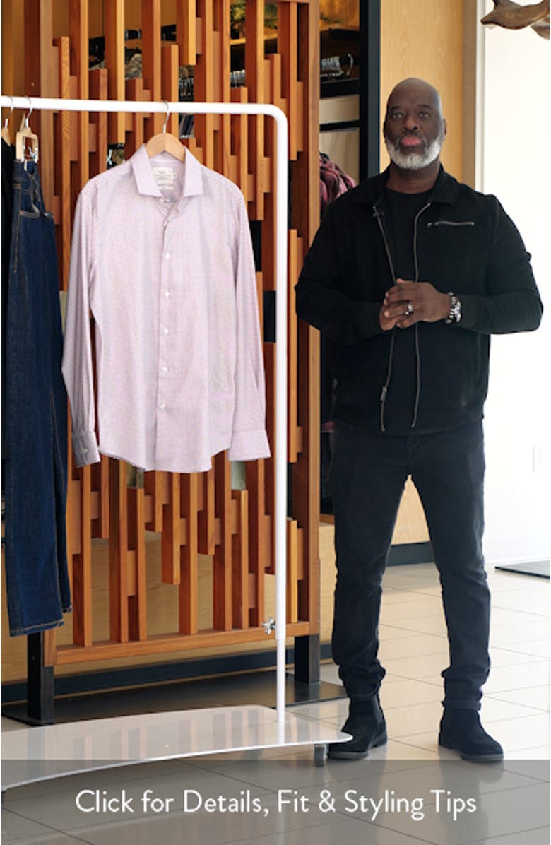 Slim Fit Micro Square Print Reworked Cotton Dress Shirt, sales video thumbnail