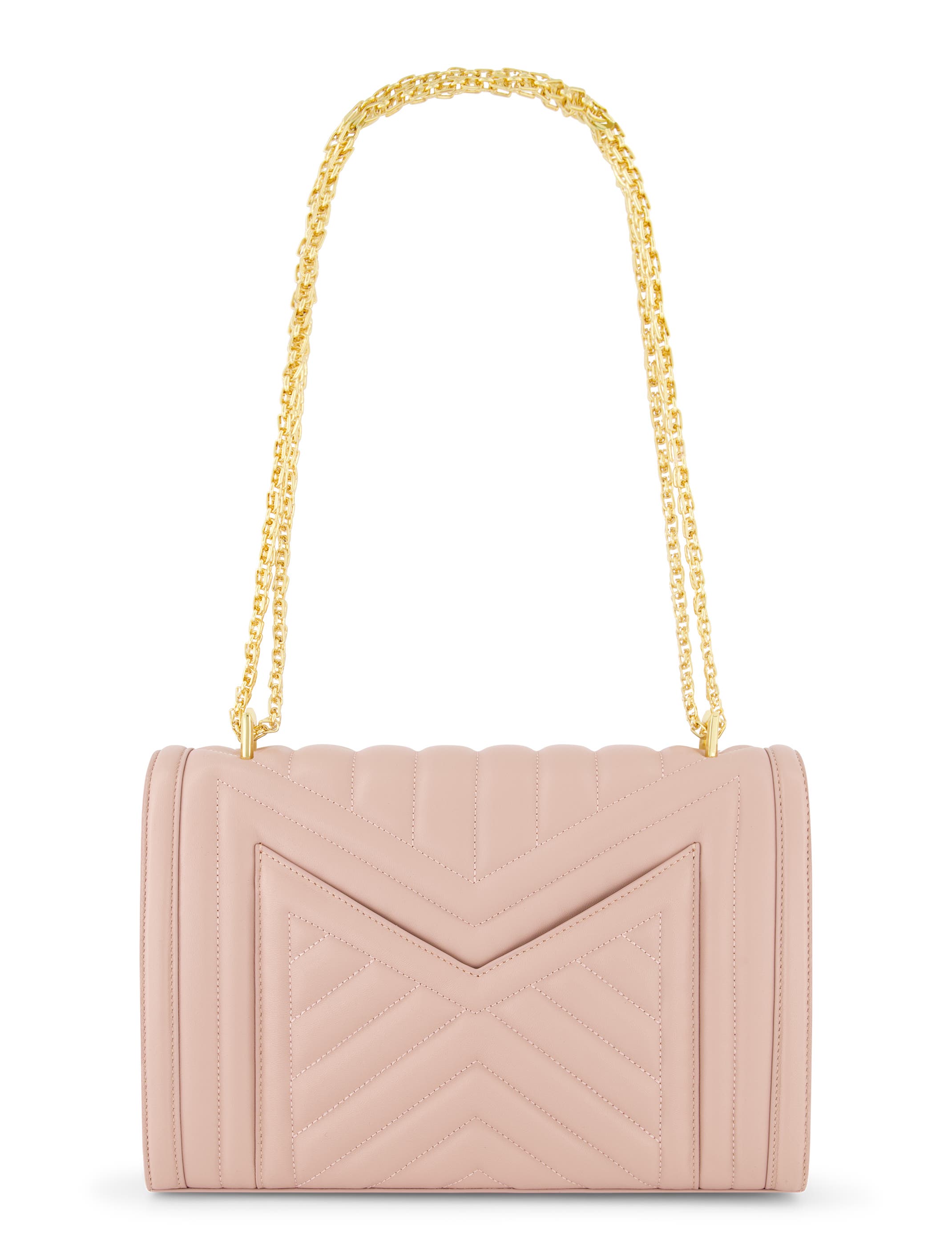 Mac Duggal Gold Plated Hardware Quilted Napa Leather Handbag, Alternate, color, Rose