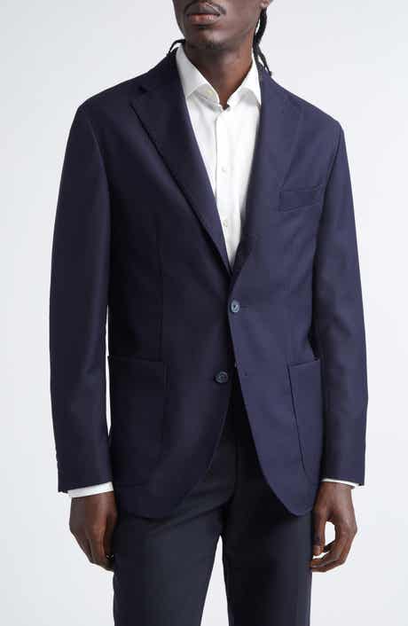 Eton Navy Textured Knit Wool Sport Coat