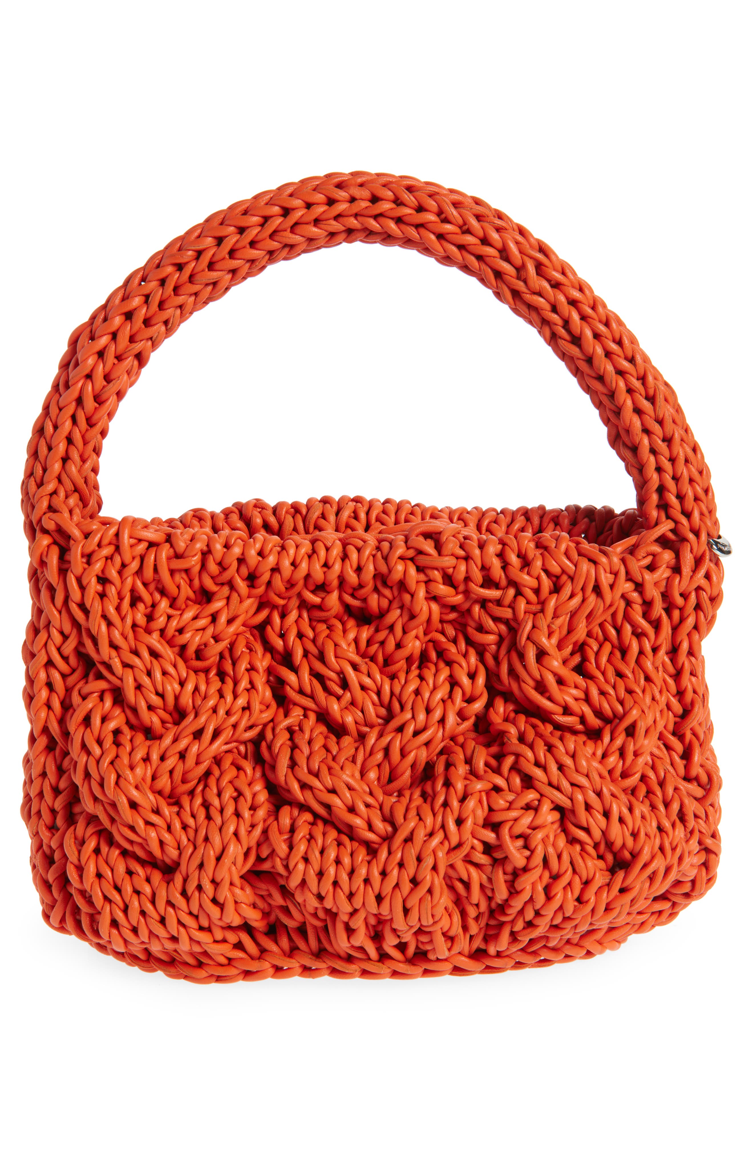 JW Anderson Small Cable Knit Top Handle Bag, Alternate, color, 429 Orange