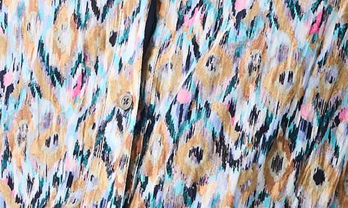 Shop Nic + Zoe Nic+zoe Up Beat Ikat Crinkle Button-up Shirt In Blue Multi