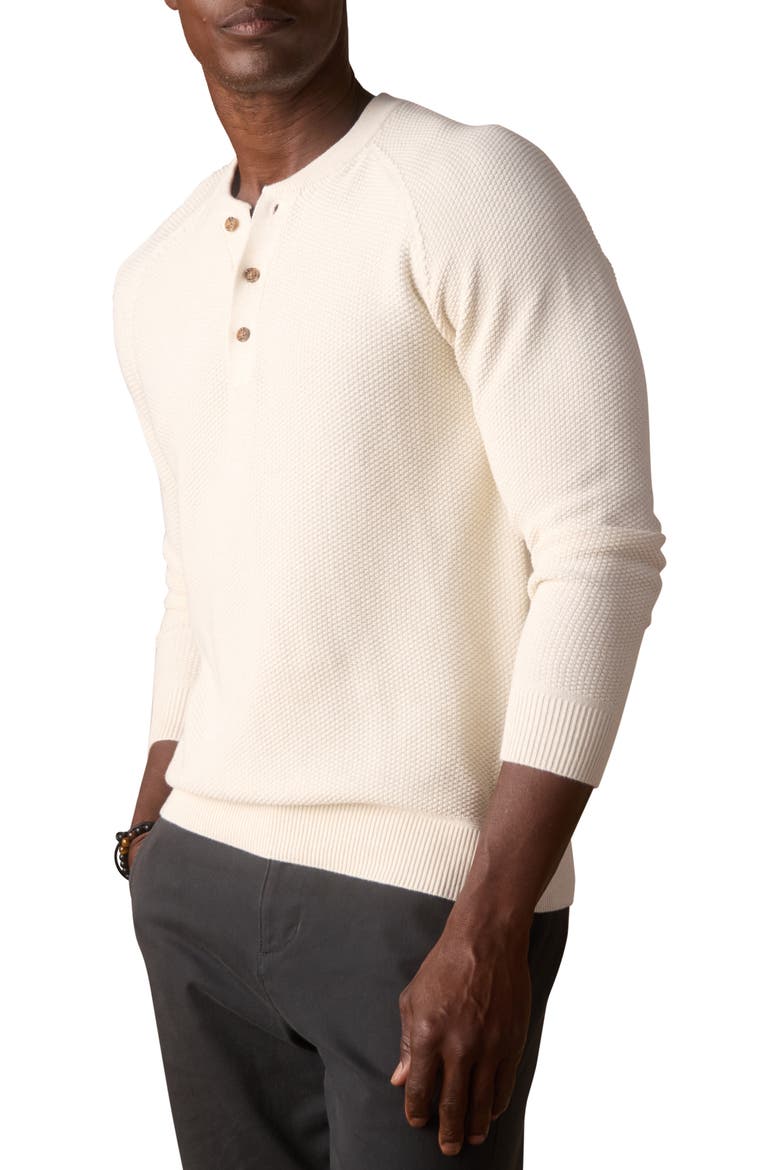 Textured Cotton Blend Henley Sweater, Alternate, color, IVORY