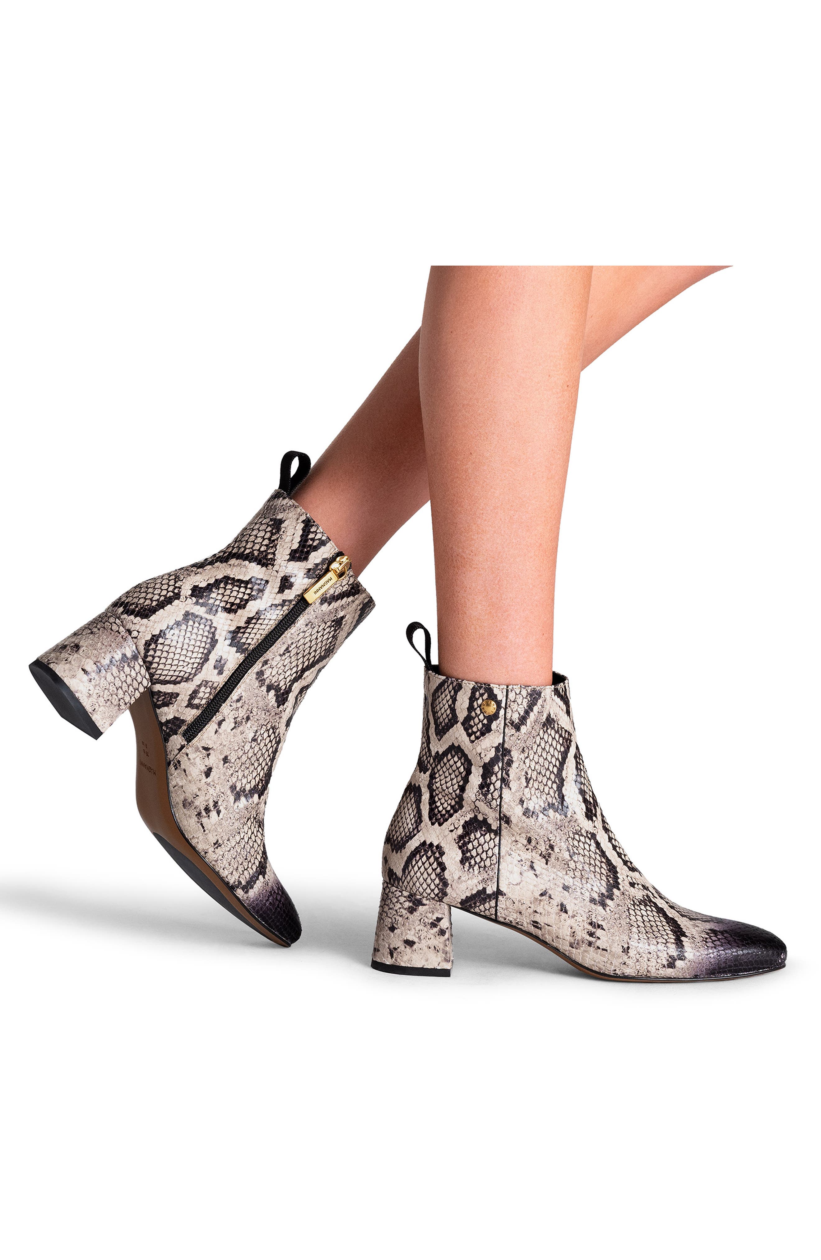 Magnanni Arlyne Snakeskin Embossed Bootie, Alternate, color, Beige Faux Python