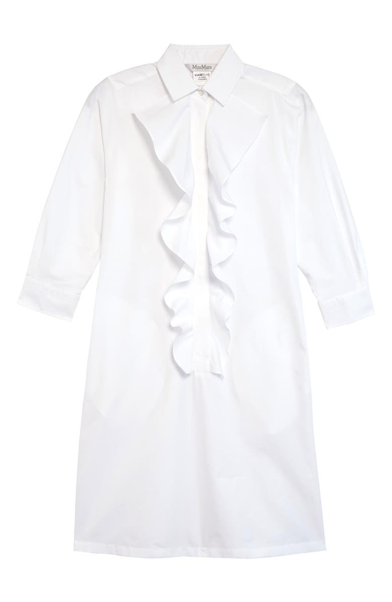 Max Mara Cinque Ruffle Poplin Shirtdress, Main, color,