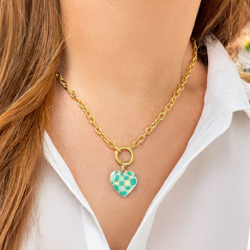 The Lovery Fine Jewelry Teal Enamel Heart Charm In Blue