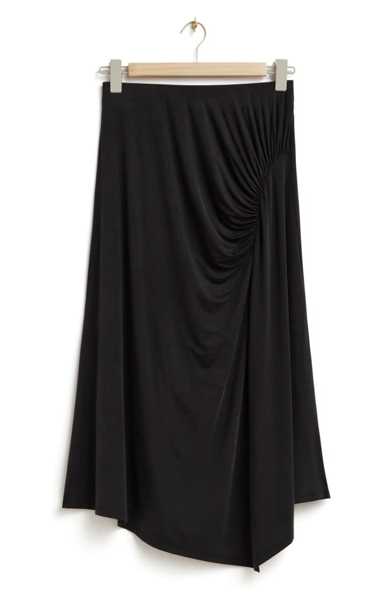 Asymmetric Midi Skirt, Main, color, BLACK