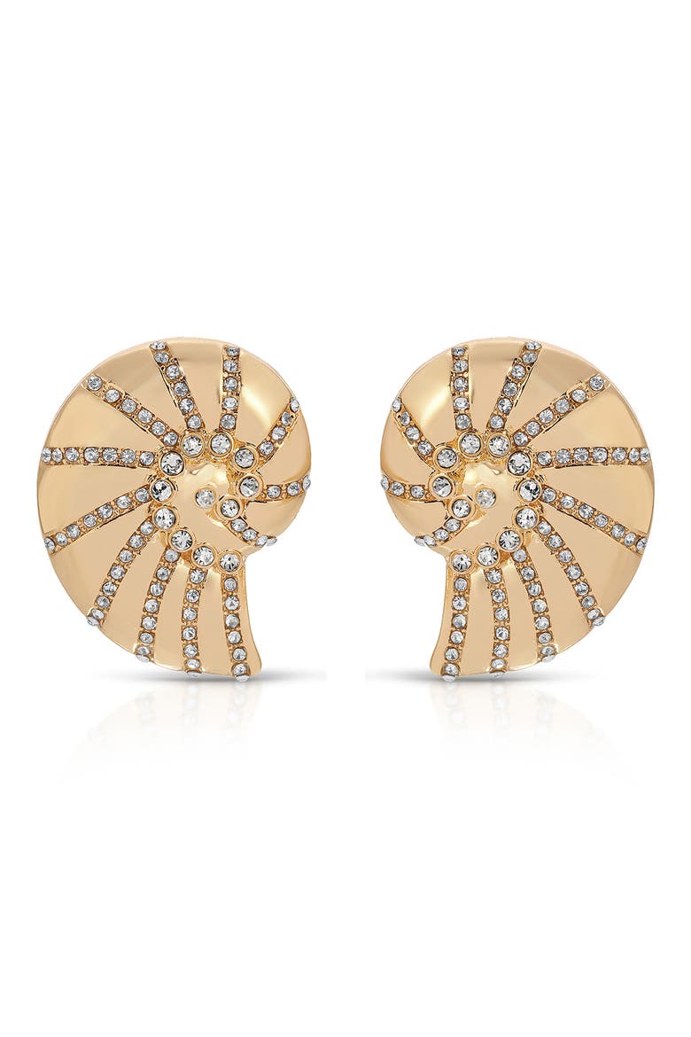 Shell Statement Stud Earrings, Main, color, GOLD