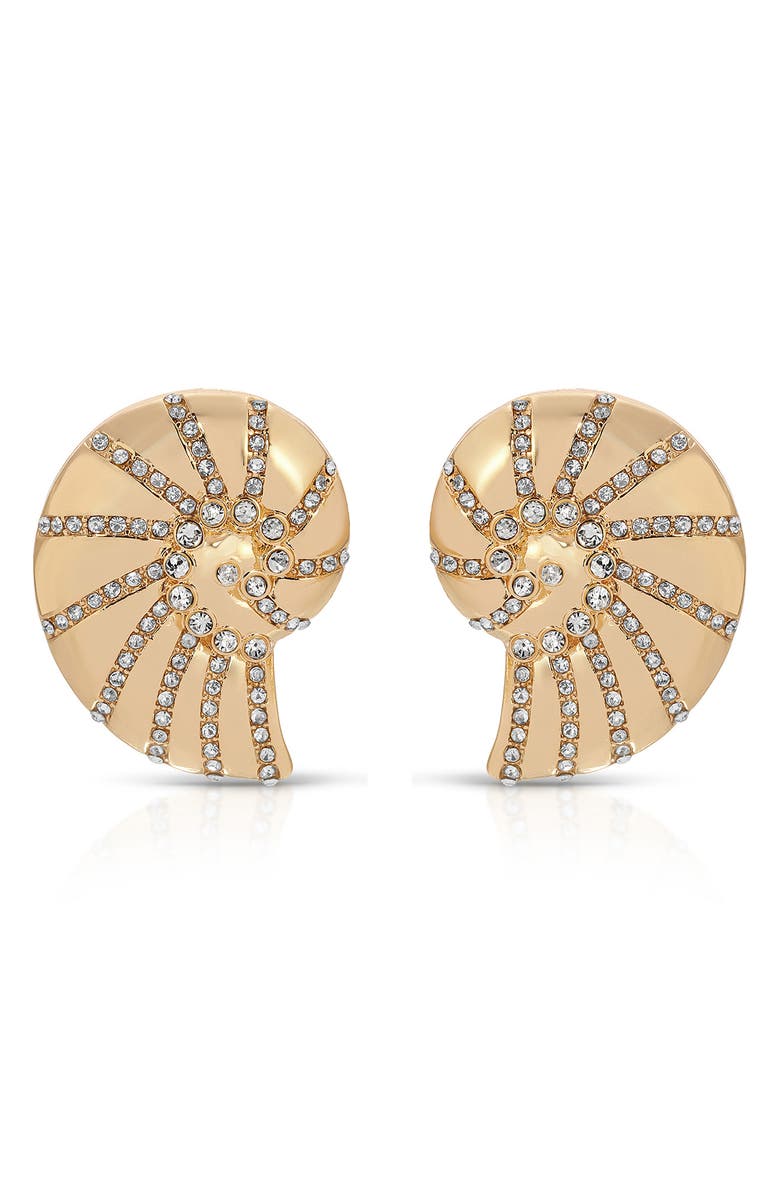 Ettika Shell Statement Stud Earrings, Main, color, Gold