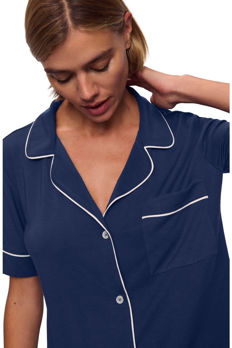 Gisele Short Sleeve Pant Pajamas, Alternate, color, NAVY/ IVORY