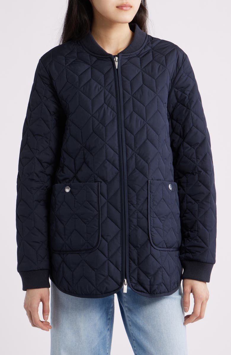 Ilse Jacobsen Art Quilted Coat, Main, color, Dark Indigo