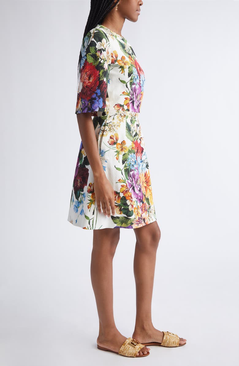 Dolce&Gabbana Floral Elbow Sleeve Sheath Dress, Alternate, color, Ha5pc B.fiori Cret. F.bco