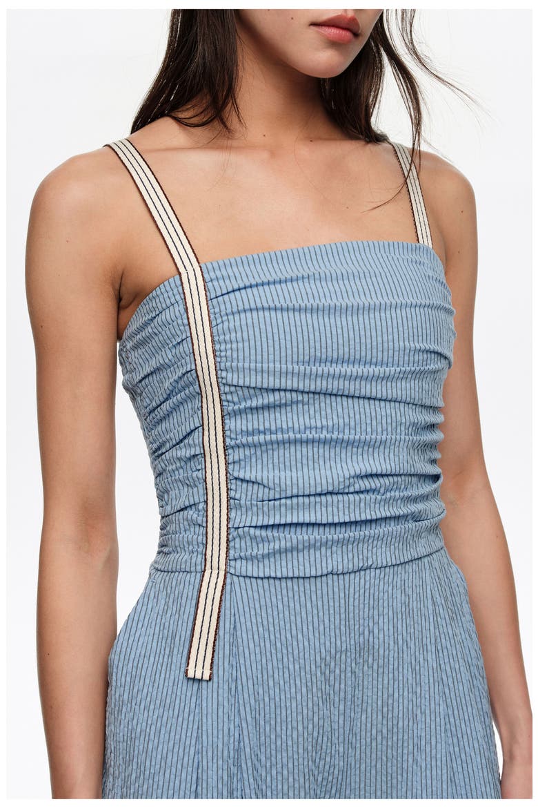 Striped Jumpsuit With Gathered Straps, Alternate, color, LIGHT BLUE