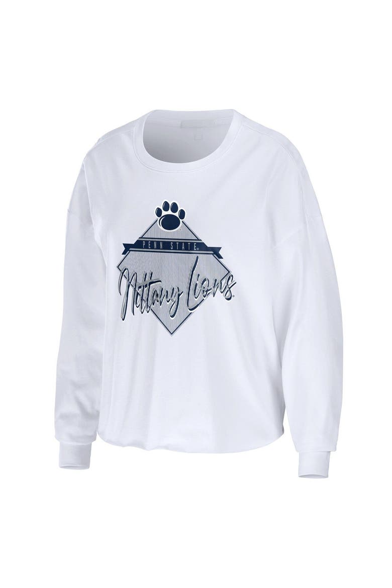 Women's WEAR by Erin Andrews White Penn State Nittany Lions Diamond Long Sleeve Cropped T-Shirt, Alternate, color, White