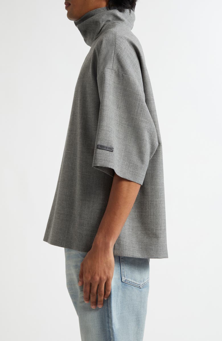 Fear of God Stand Collar Wool Canvas Shirt, Alternate, color, Titanium