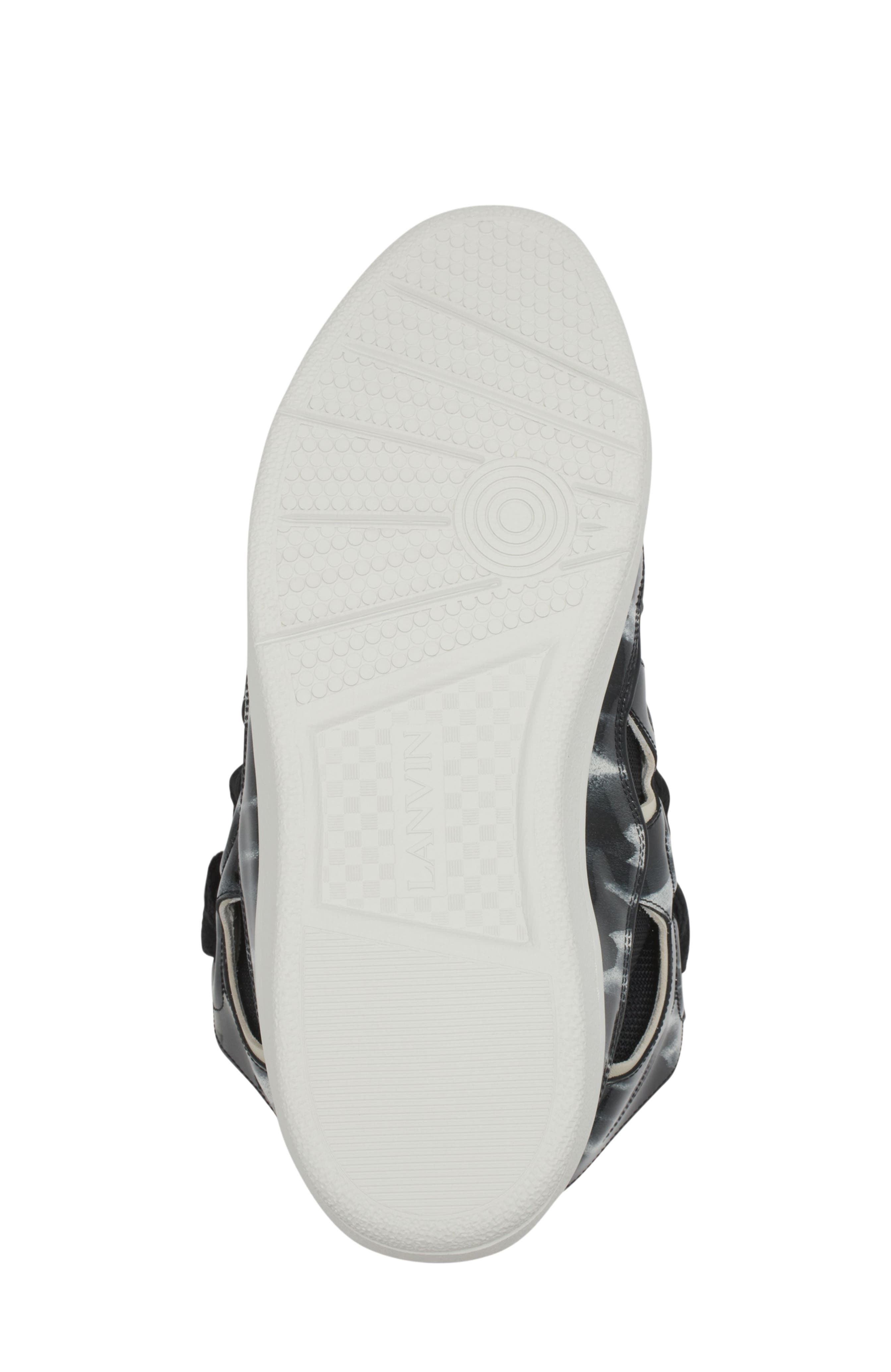 Lanvin Curb Leather Sneakers With Sparkles, Alternate, color, Black/White