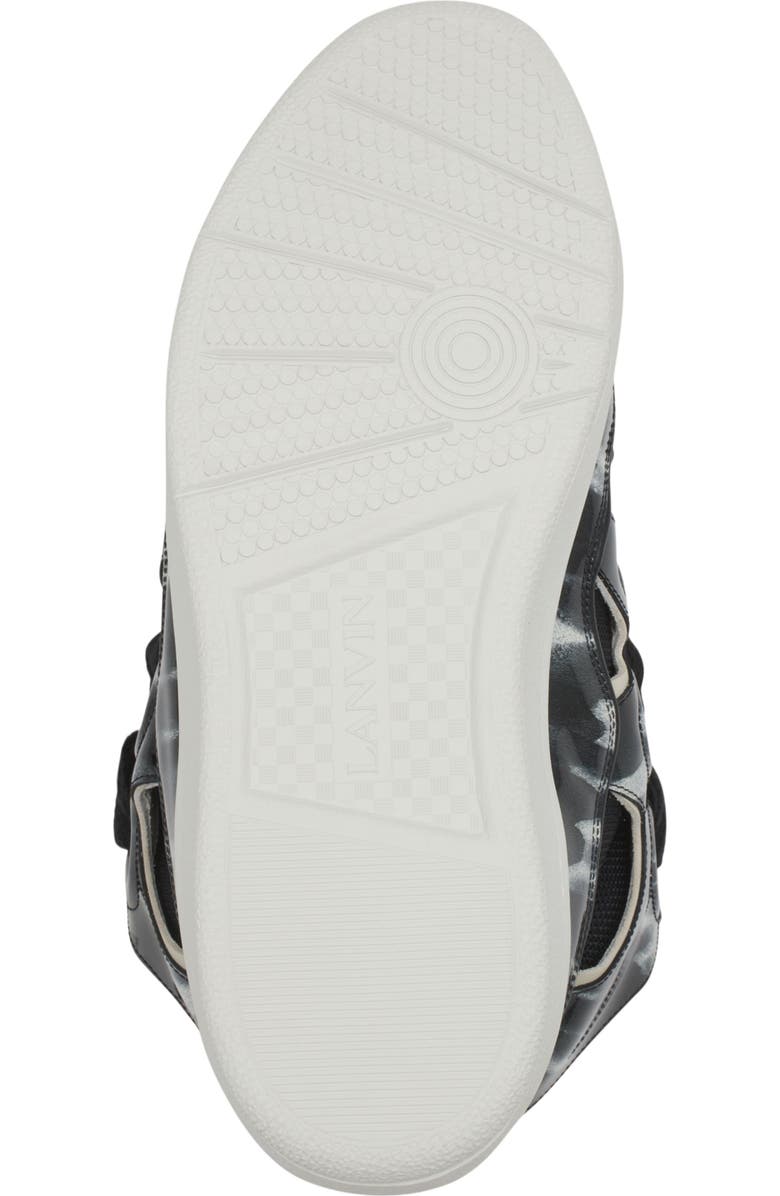 Lanvin Curb Leather Sneakers With Sparkles, Alternate, color, Black/White