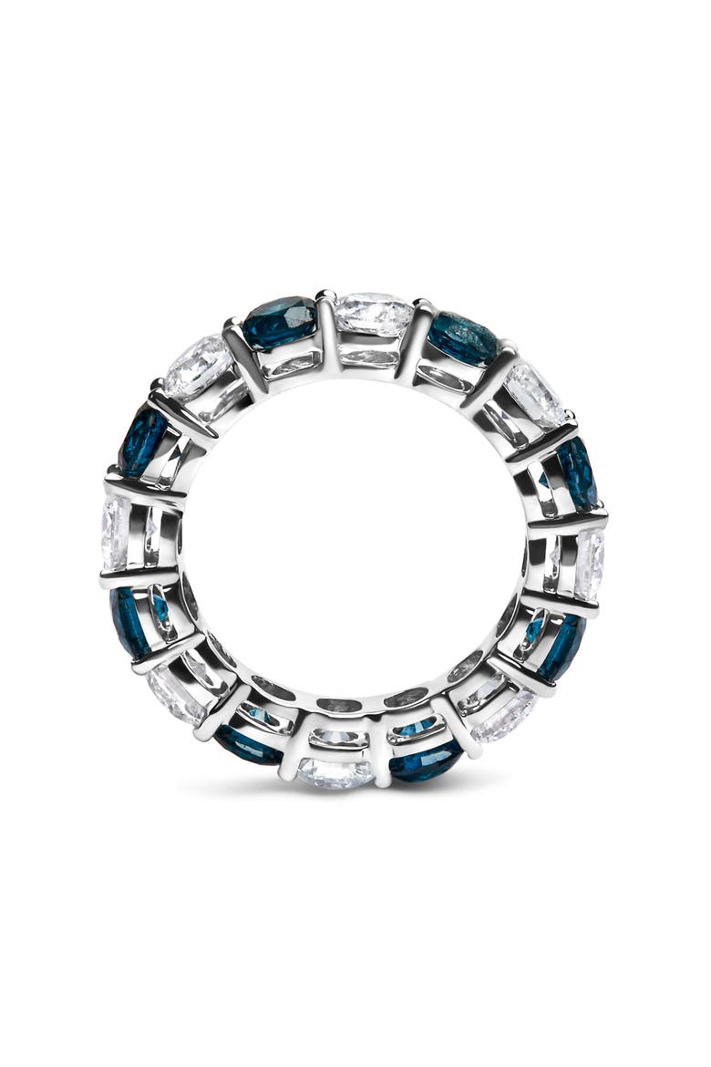 14K White Gold 6 1/4 Cttw Lab Grown White and Blue Diamond Eternity Band Ring, Alternate, color, White