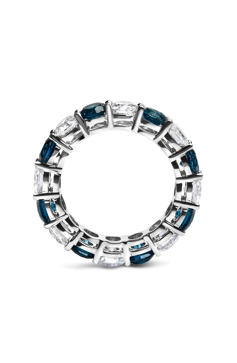 Haus of Brilliance 14K White Gold 6 1/4 Cttw Lab Grown White and Blue Diamond Eternity Band Ring, Alternate, color, White