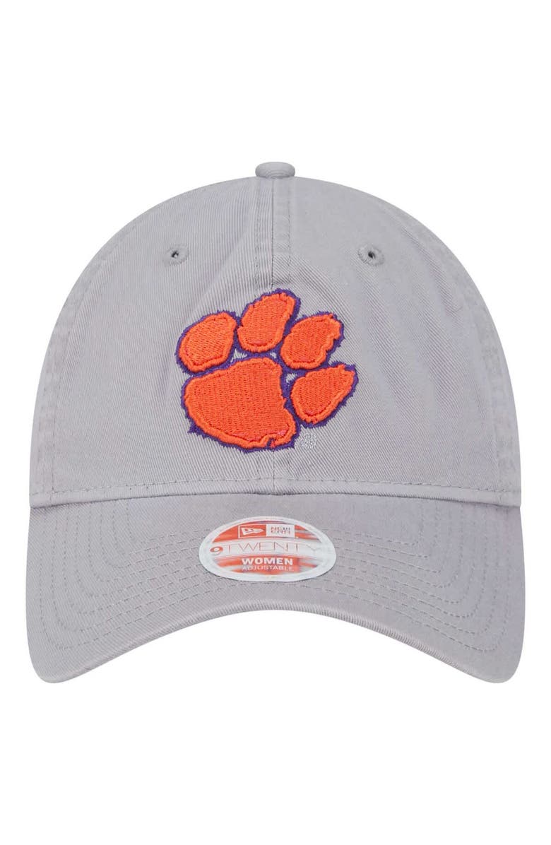 New Era Women's New Era  Gray Clemson Tigers Logo 9TWENTY Adjustable Hat, Alternate, color, 