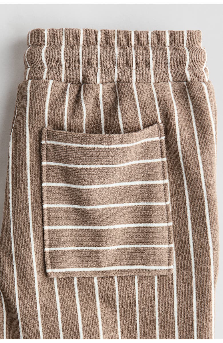 H&M Textured Jersey Drawstring Trousers, Alternate, color, Dark Dusty Beige/Striped