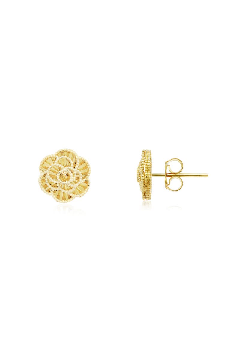 Gold Rose Stud Earrings, Main, color, Yellow Gold