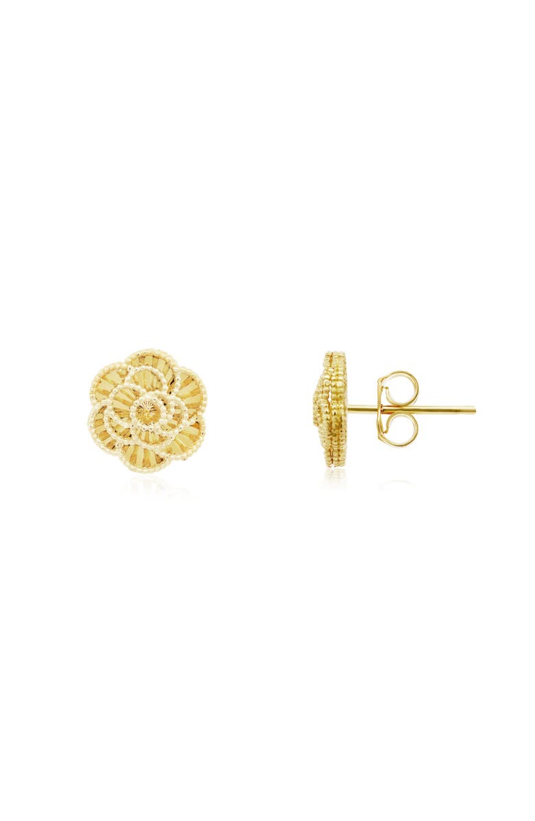 The Lovery Fine Jewelry Gold Rose Stud Earrings, Main, color, Yellow Gold