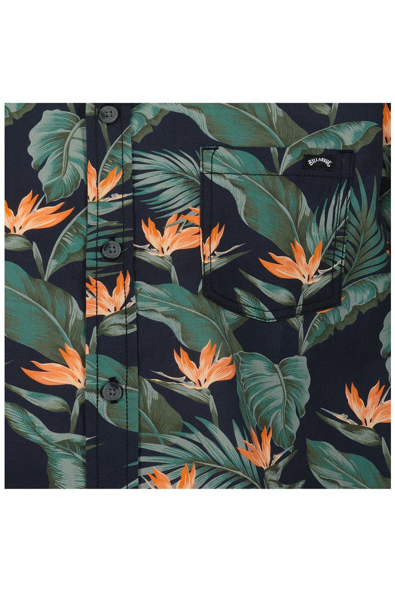 Kids' Sundays Tropical Short Sleeve Button-Down Shirt, Alternate, color, BLACK