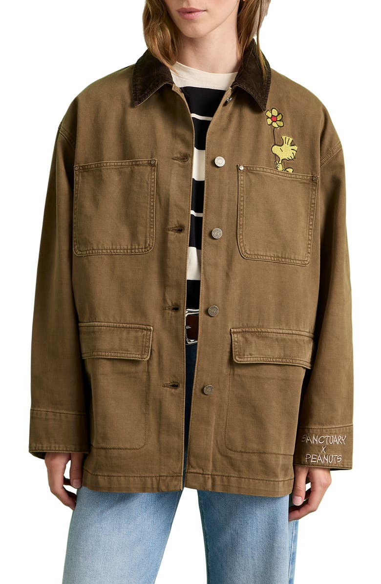 Sanctuary x Peanuts Save Our Planet Jacket, Main, color, Timber Brown