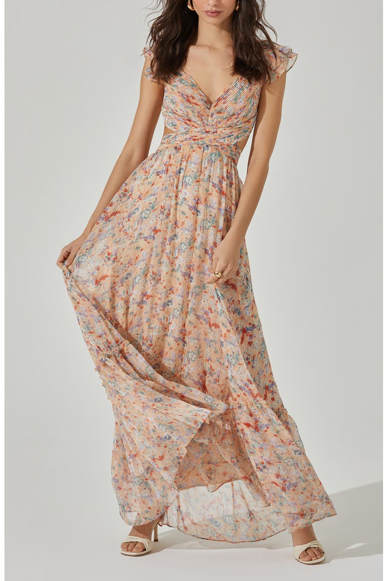 Primrose Floral Maxi Dress, Alternate, color, PEACH MULTI FLORAL