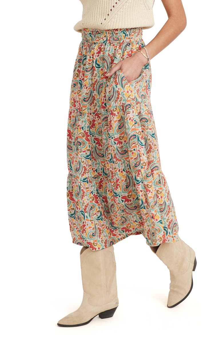 Marine Layer Corrine Paisley Double Cloth Cotton Maxi Skirt, Alternate, color,
