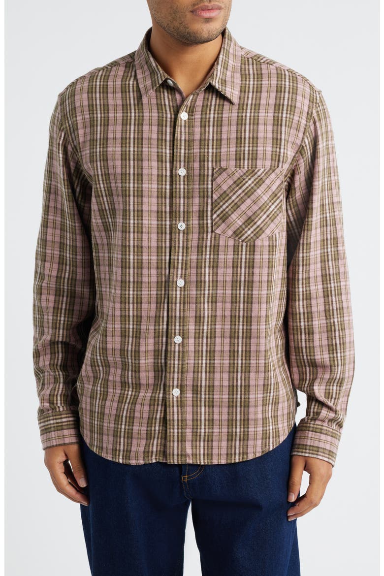 Foreman Classic Fit Plaid Flannel Button-Up Shirt, Main, color, PINK
