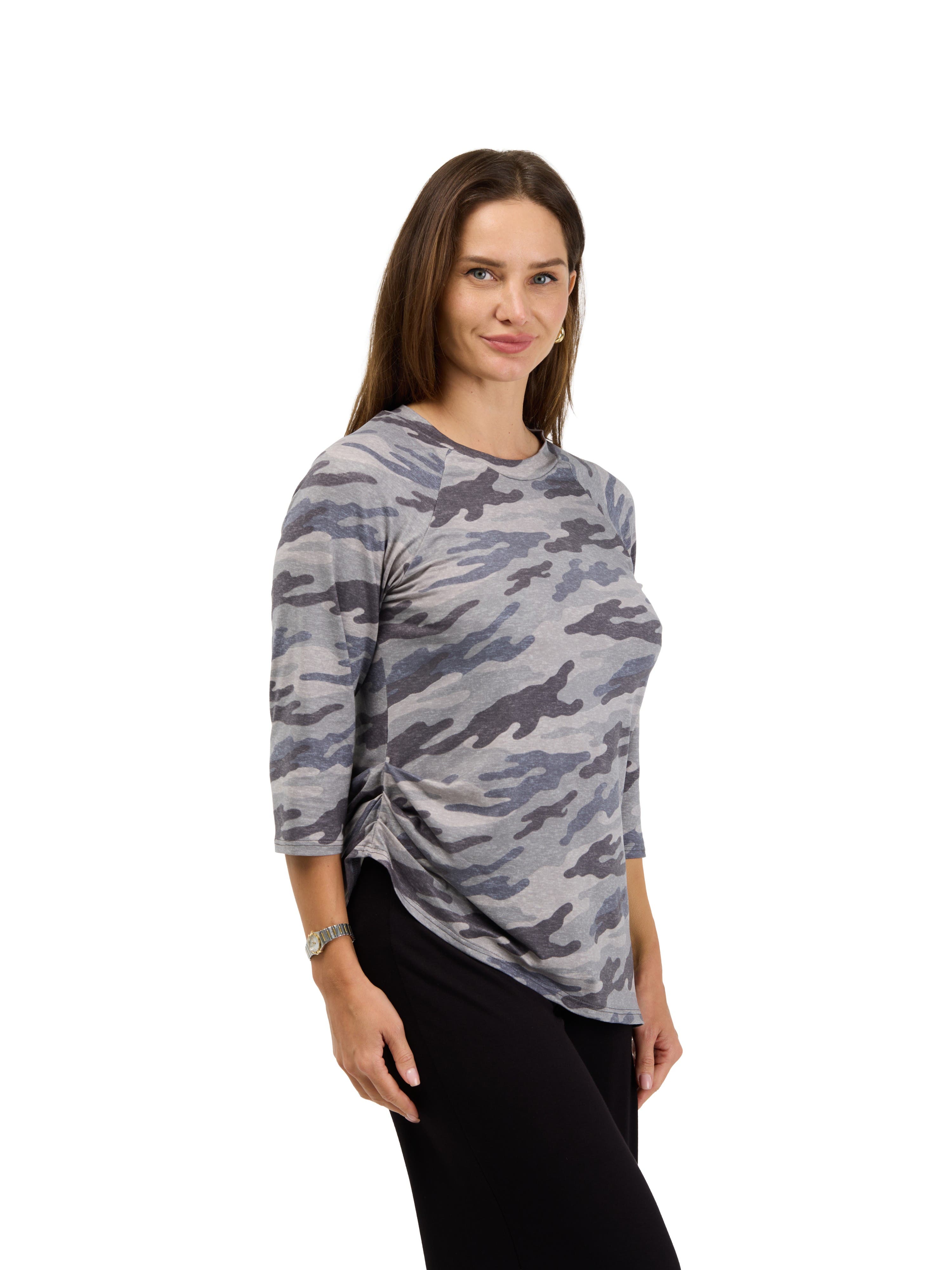 24seven Comfort Apparel Basic Womens Soft Stretch Three Quarter Sleeve ...