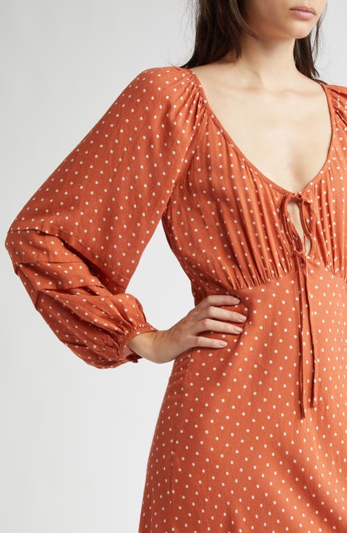 Shop Mille Suki Polka Dot Long Sleeve Cotton Blend Dress In Terracotta Dot