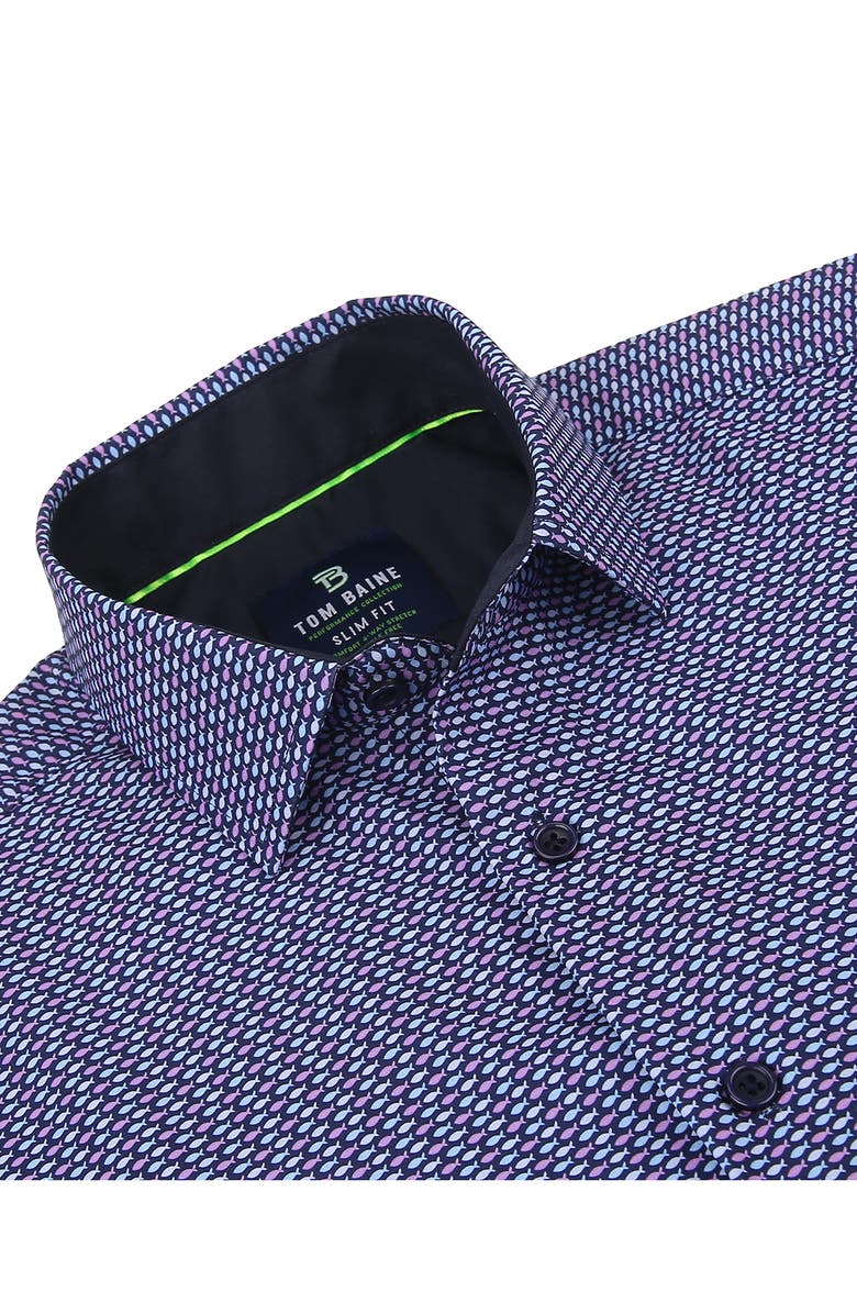 TOM BAINE Fish Print Long Sleeve Slim Fit 4-Way Stretch Shirt, Alternate, color,