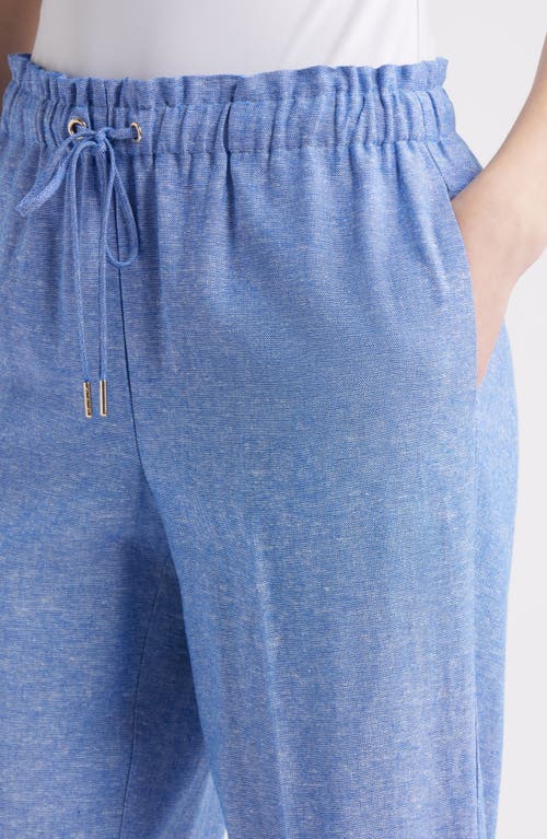 ANNE KLEIN ANNE KLEIN LINEN BLEND CROP WIDE LEG DRAWSTRING PANTS