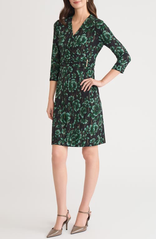 Kasper Metallic Faux Wrap Dress In Multi