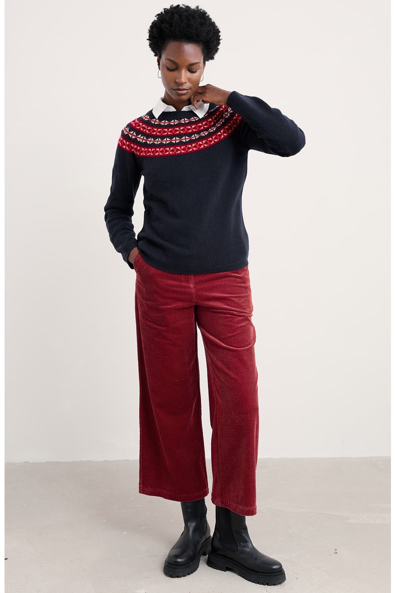 Sea's Edge Fair Isle Merino Wool Blend Crewneck Sweater, Alternate, color, KNIT BEDSTONE JAM MIX