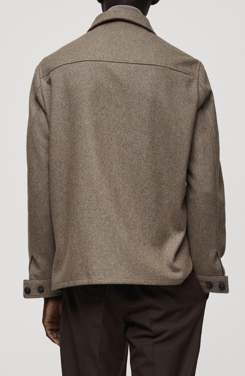 MANGO Wool Blend Flannel Overshirt, Alternate, color, 