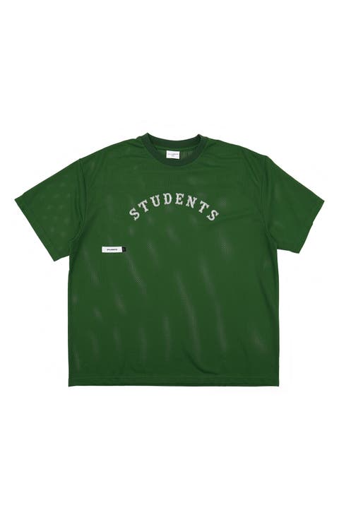 Bases Covered Oversize Logo Graphic Mesh T-Shirt