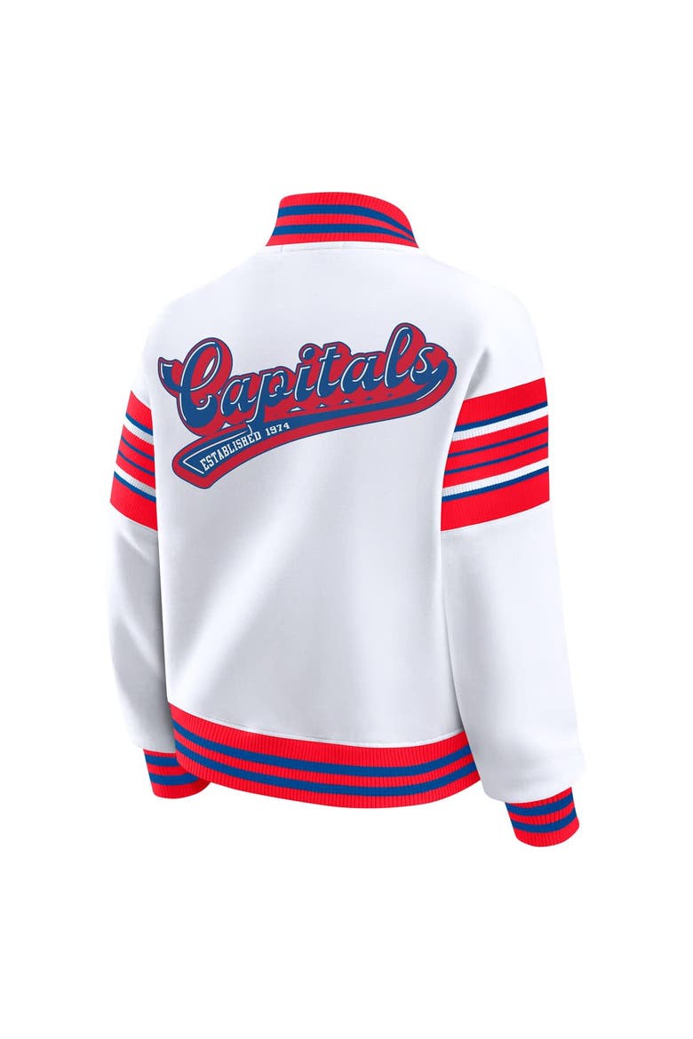 Women's WEAR by Erin Andrews White/Red Washington Capitals Full-Snap Fleece Sweatshirt Jacket, Alternate, color, Red