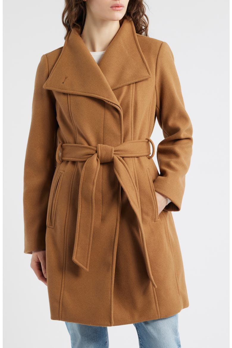 Belted Coat with Oversize Collar, Alternate, color, DARK CAMEL