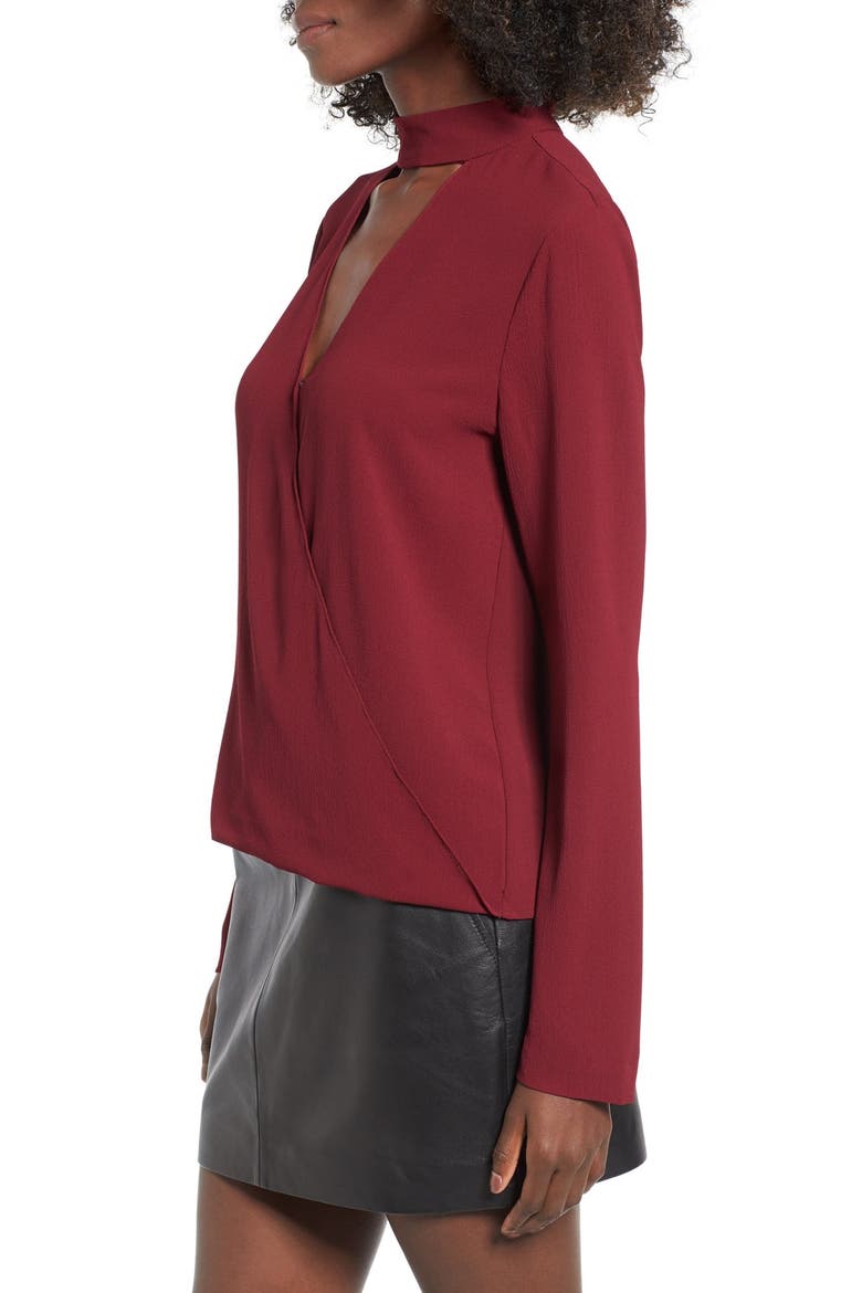 'Take Me Away' Wrap Blouse, Alternate, color, MERLOT