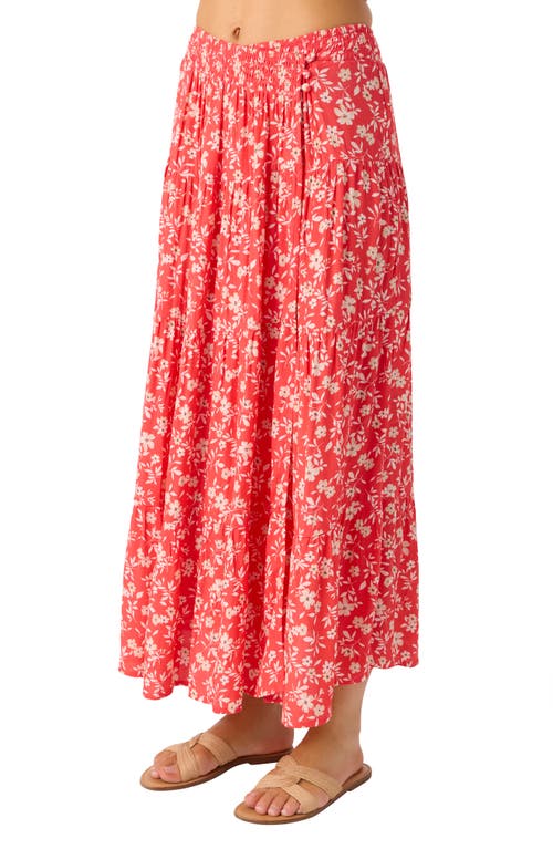 O'neill Luciana Floral Smocked Waist Wrap Maxi Skirt