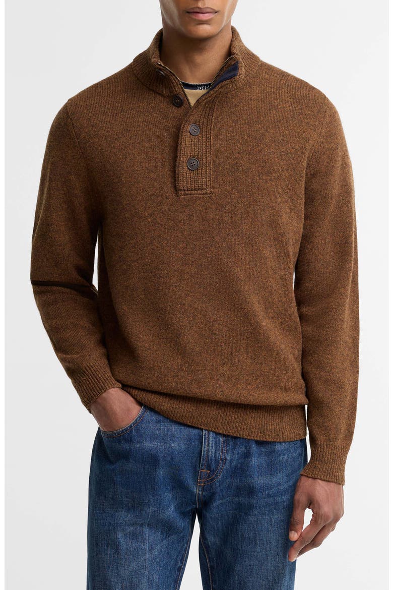 Patch Wool Quarter Zip Pullover, Main, color, BRACKEN